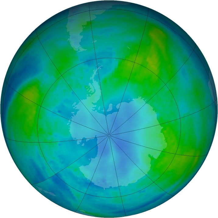 Antarctic ozone map for 30 April 2003